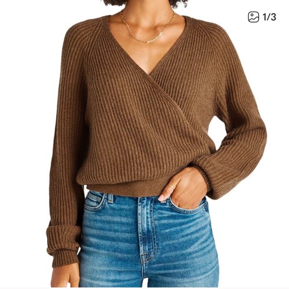 Splendid Wool Blend Wrap Sweater | Chunky Knit | Size XS
